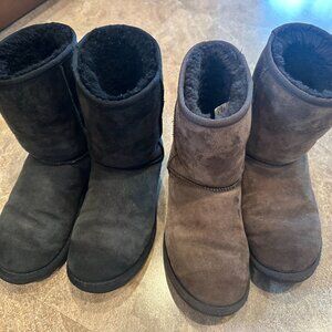 Lot 2 Pairs of Authentic UGGs  UGG Classic Short Boots - Black & Brown -Size 8